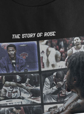 250克重磅水洗 芝加哥玫瑰罗斯的故事 美式复古印花短袖篮球T恤潮