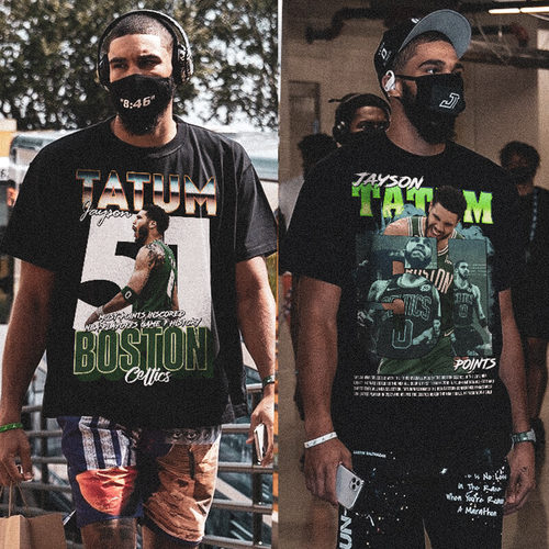 美式NBA篮球复古潮牌印花凯尔特人塔队图姆杰伦布朗重磅短袖T恤潮