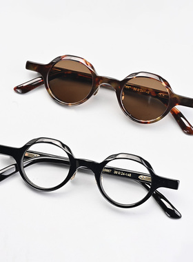 复古眼镜框小圆框光学眼镜墨镜赛璐珞男女可配防蓝光近视镜10667