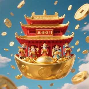 五福临门金属磁吸立体浮雕冰冰箱贴招财门神创意礼品