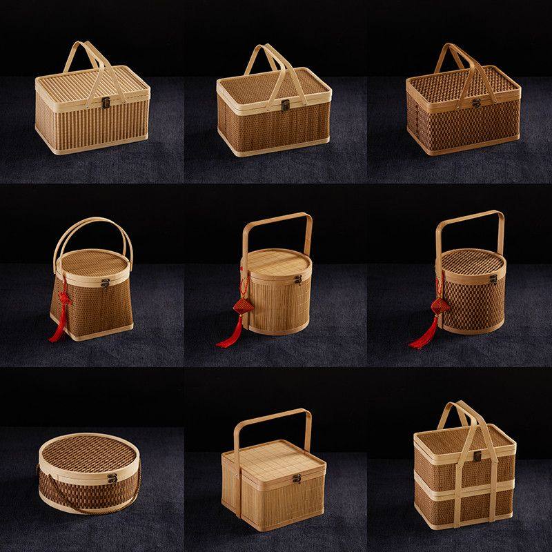 春节年货腊肉香肠水果精致竹篮高档礼盒手提送礼新款国风竹编空盒,包装,年货礼品包装,淘宝优惠券,粉丝福利购,淘宝优惠卷