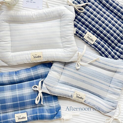 蓝时间棉麻透气猫狗睡垫四季