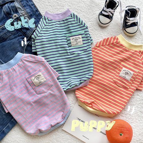 bluetime猫狗纯棉撞色T恤韩系