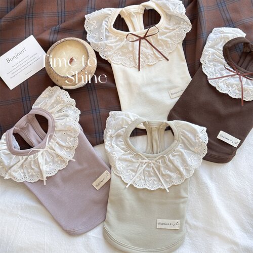 秋季宠物背心复古蕾丝花边原创款