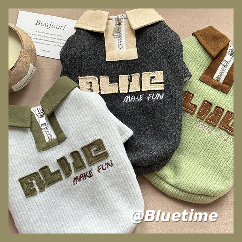 bluetime猫狗加绒polo衫棉衣美式