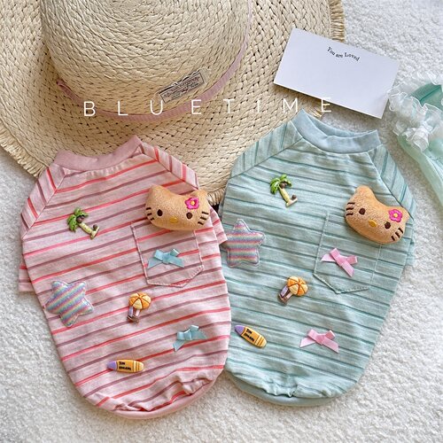 bluetime猫狗竹节棉T恤透气轻薄