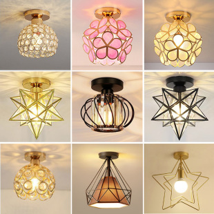 北欧吸顶灯走廊玄关过道灯阳台简约创意入户轻奢个性 水晶灯具