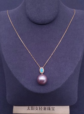 18K金复古精工镶嵌高品质正圆无暇大颗爱迪生珍珠气质项链轻奢