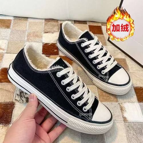 加绒保暖女学生帆布鞋