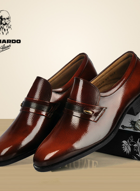 新货3E9721日本原装进口利奥纳多棕色黑色商务交际漆光正装男皮鞋