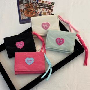 小众爱心短款 女高颜值小清新多卡位零钱收纳夹便携学生 卡包钱包