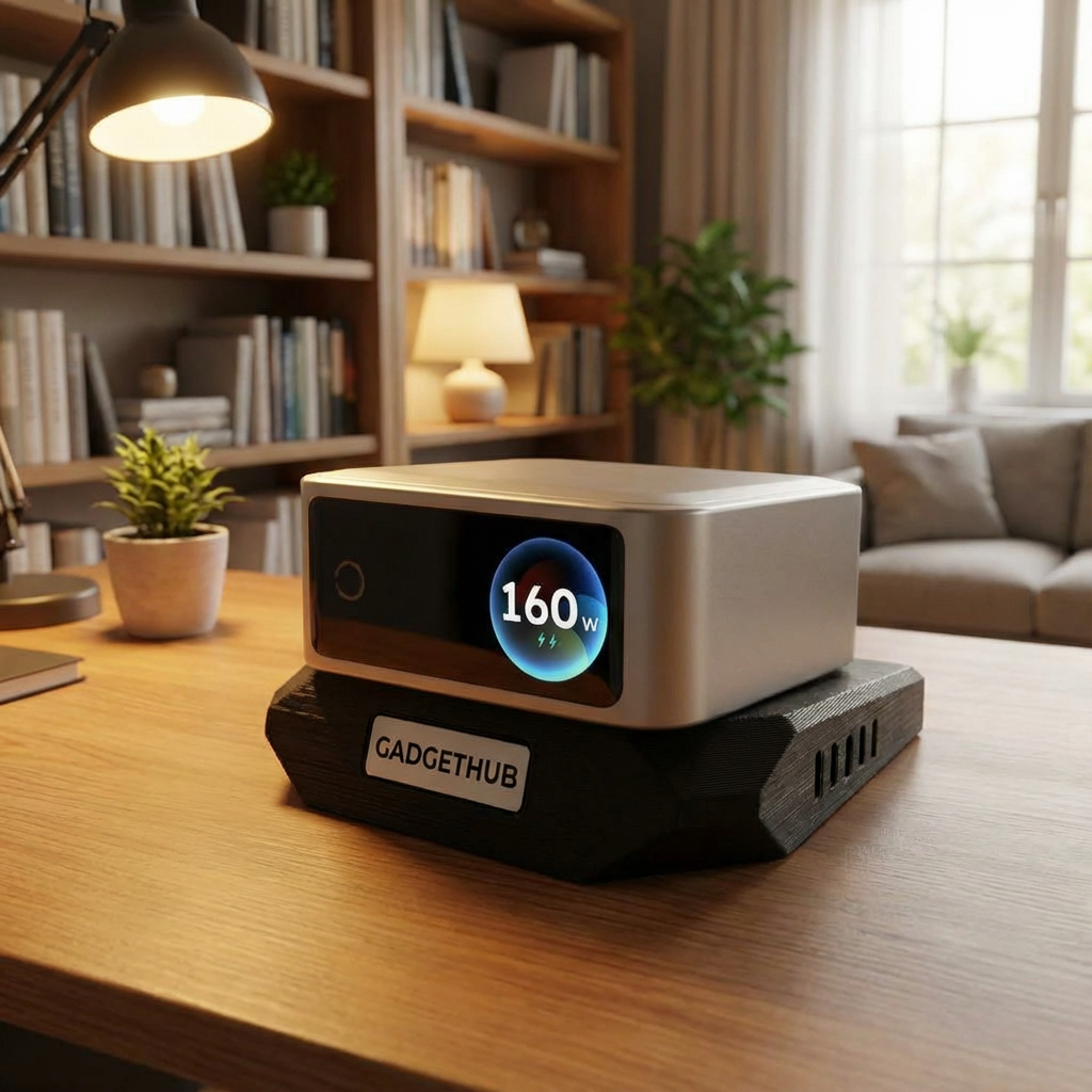 绿联160w五口速显充充电器3d塑料散热风扇底座100w桌面不带充电器