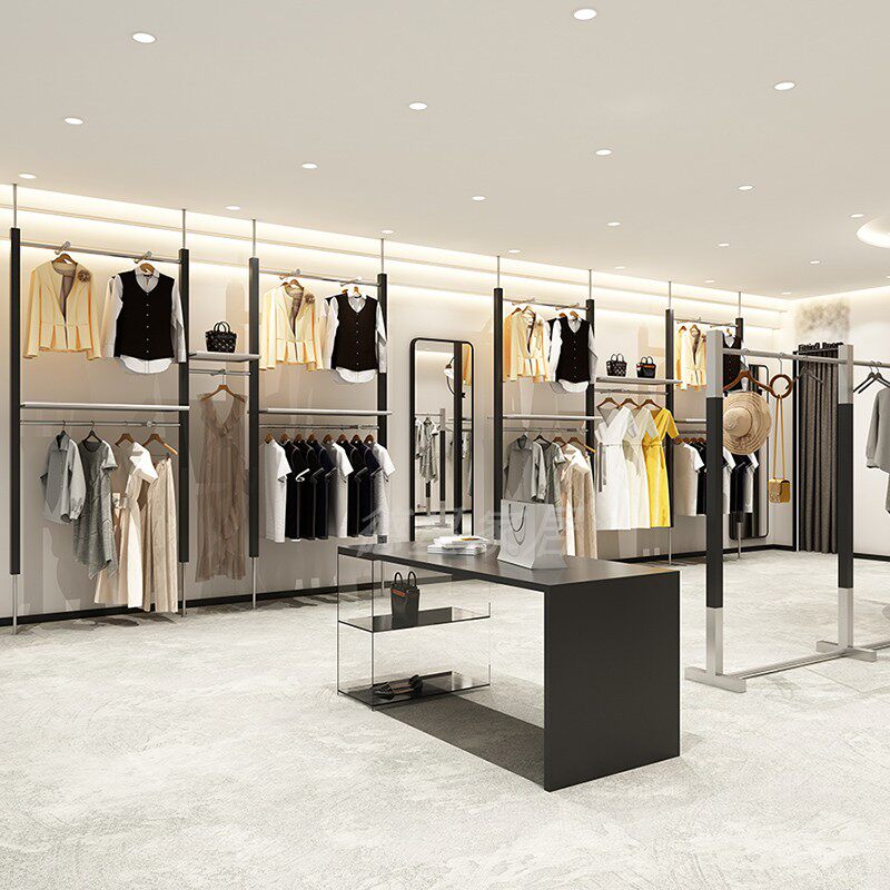 服装店展示架高级感天地架可定制图片