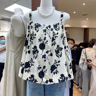 别致碎花吊带背心女设计感气质无袖 韩版 上衣2 300斤夏季 胖MM特大码