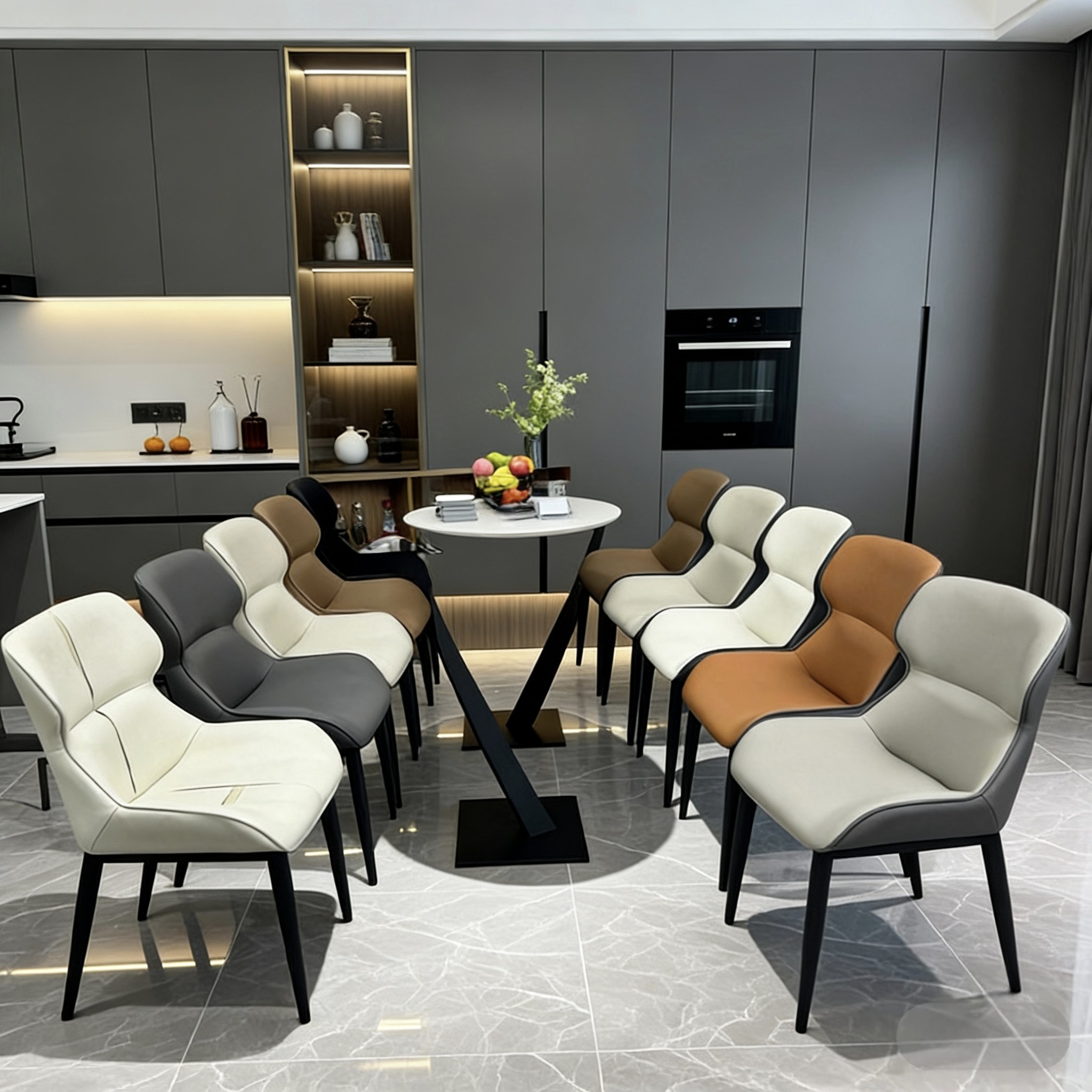 广东佛山加厚生态真皮餐桌椅家用意式极简凳子靠背椅子2025年新款,住宅家具,餐椅,淘宝优惠券,粉丝福利购,淘宝优惠卷