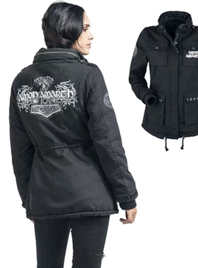 摇滚周边女款棉衣黑色金属暗黑哥特朋克乐队骷髅AA刺绣字母包邮