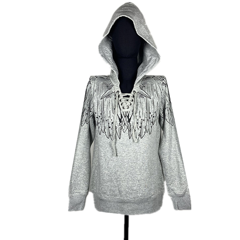 仅一件包邮微瑕高街风印花连帽卫衣女士宽松休闲套头衫灰色帽衫