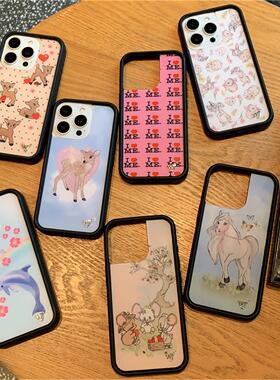 wildflow适用苹果17Promax手机壳野花壳子wf新款iphone16/15/14/13Pro欧美可爱小马满屏小兔防摔保护套潮牌12