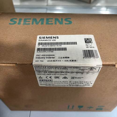 6SL3210-5BE21-5UV0 工业变频器 V20 FSA 1.5kW无滤波议价维修