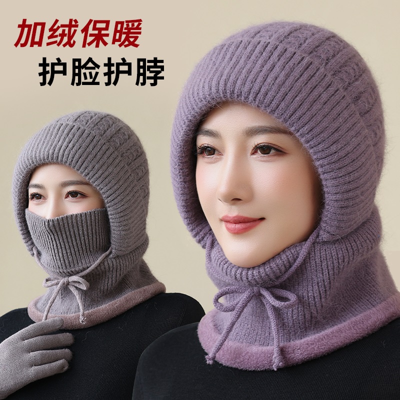 冬天围脖口罩一体帽加绒厚连体帽
