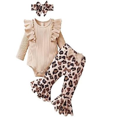 Newborn Baby Girl Clothes Ribbed Romper Cute Bow Headband Fa