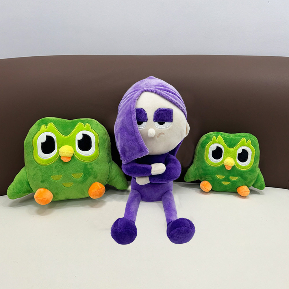 국경을 넘는 듀오링고 인형 외국어 녹색 올빼미 봉제 인형 헤드 커버 베개 선물