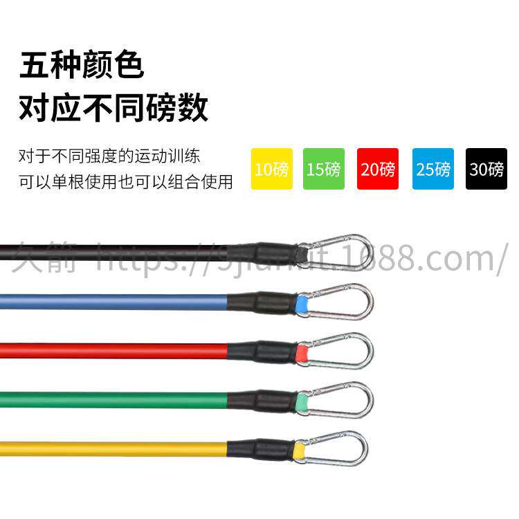 100磅tpe11件套拉力绳弹力绳健身套装室内全身多功能拉力器