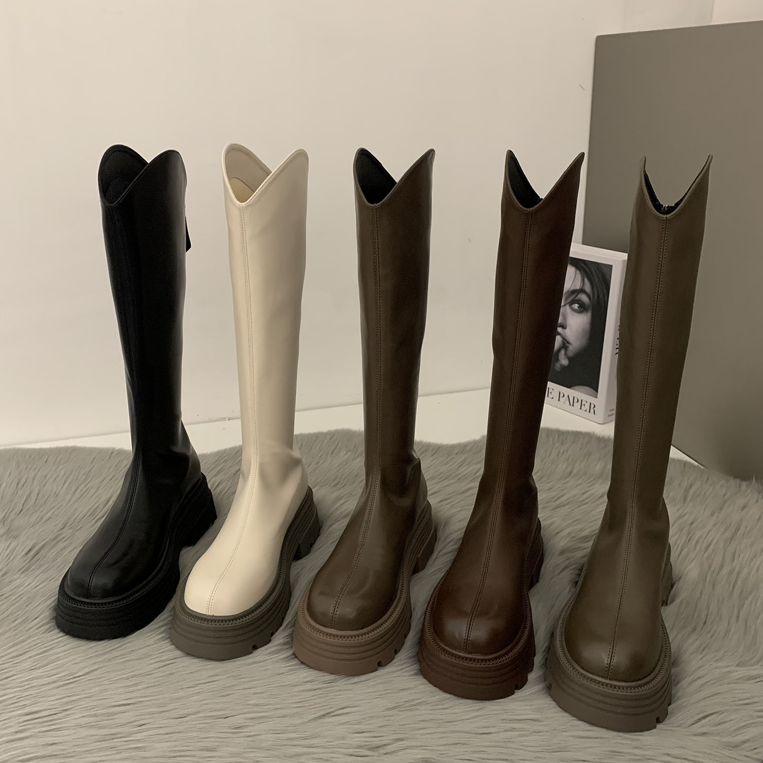 厚底马丁靴法式小香风骑士