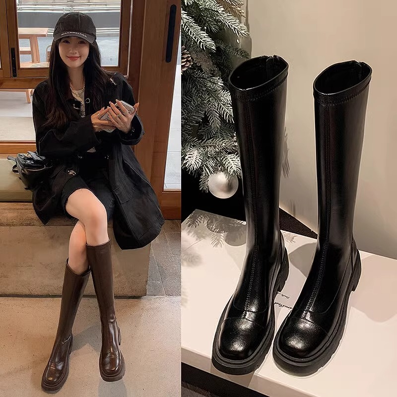 弹力瘦瘦靴骑士靴子女