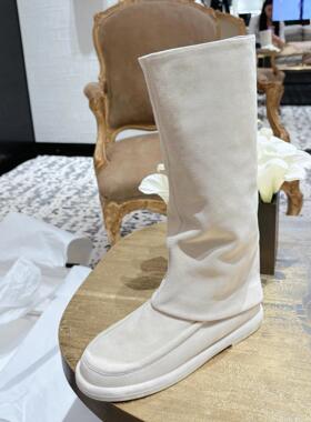 2025秋冬新款法式厚底白色长靴女裤管靴瘦瘦靴骑士靴高筒靴长筒靴