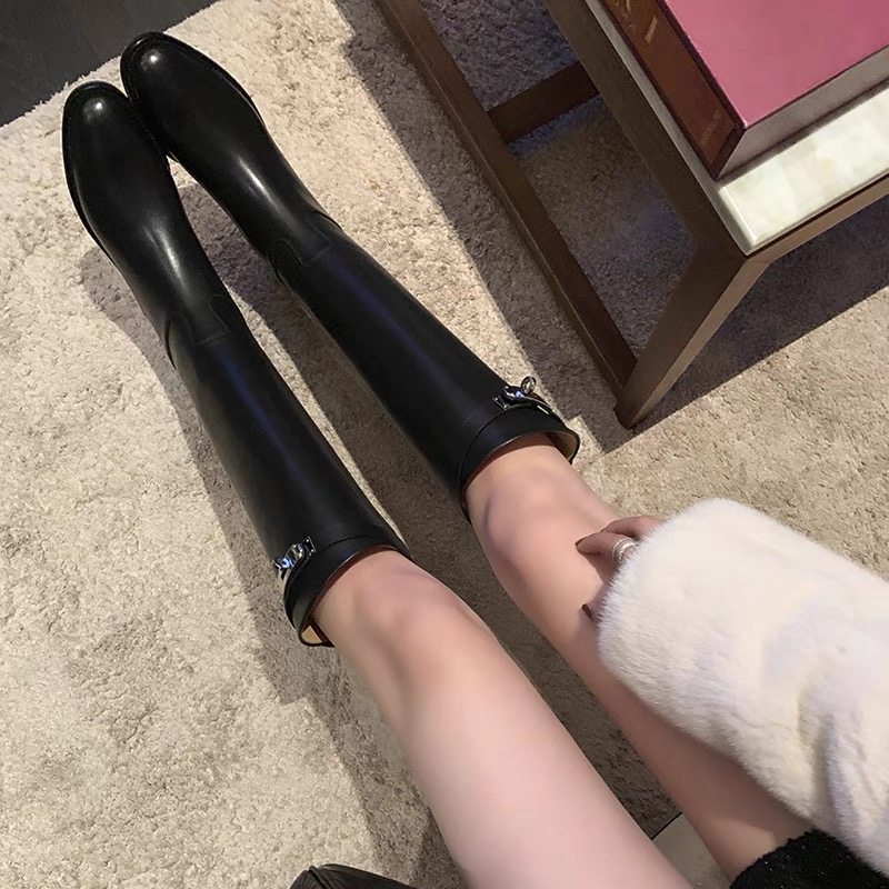 尖头牛仔粗跟骑士靴中筒不过膝高筒长靴女2025秋冬季新款长筒靴子,女鞋,骑士靴,淘宝优惠券,粉丝福利购,淘宝优惠卷