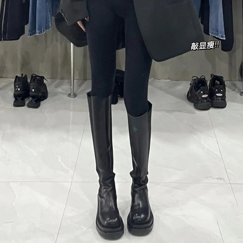新款长筒靴烟筒靴厚底骑士靴