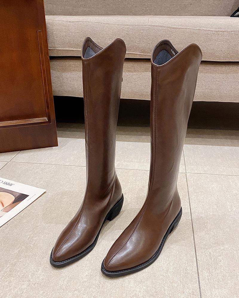 V口长筒西部靴女2023新款