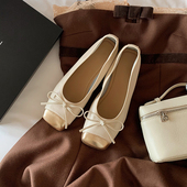 新款 瓢鞋 芭蕾风方头浅口平底鞋 女蝴蝶结玛丽珍芭蕾鞋 单鞋 2025夏季