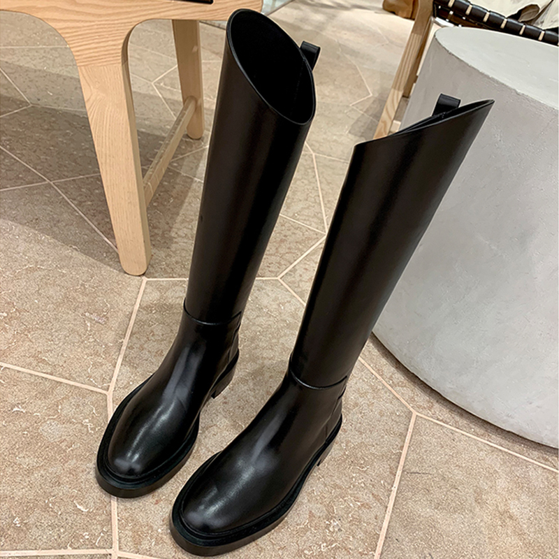 高筒靴骑士靴女粗跟不过膝长靴
