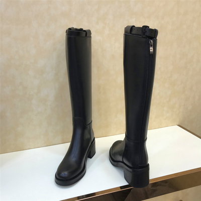 拉链长靴子不过膝长筒靴马靴