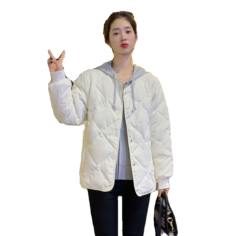 2025秋冬新款菱格圆领短款轻薄羽绒服女保暖内胆无领韩版休闲外套