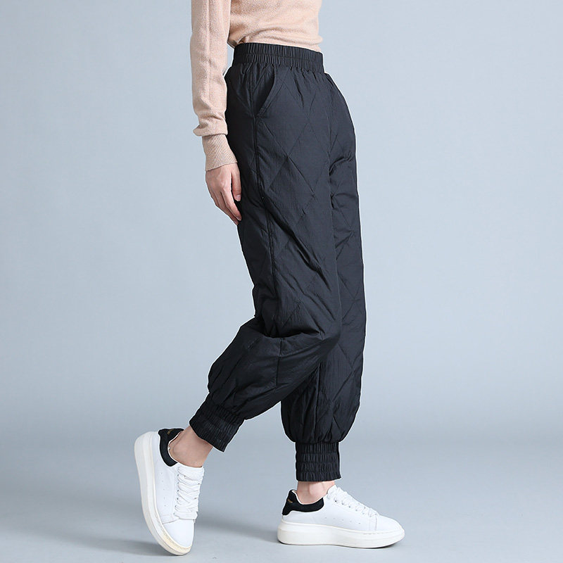 2024年新款菱格轻薄羽绒裤女冬外穿时尚宽松女士加绒加厚保暖棉裤