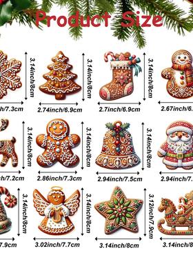 新款创意圣诞节礼物姜饼人与圣诞老人图案挂饰房间装饰品壁炉挂件