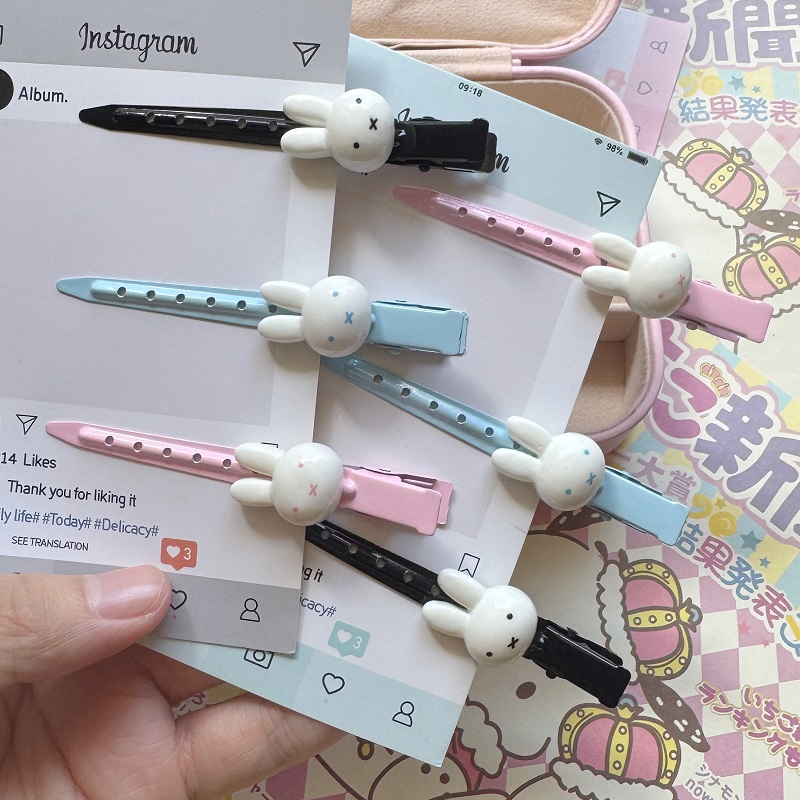 可爱米菲兔无痕发夹侧边夹少女心甜美卡通可爱百搭鸭嘴夹刘海夹