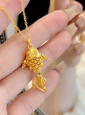 金店同款花丝锦鲤鱼项链女锁骨链