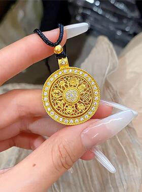 古代人造黄金镶嵌莫桑石钻石莲花