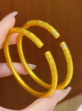 新中式古法沙金点钻金箍棒手镯