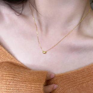 久不掉色简约耐看相思豆吊坠18K黄金色小金豆项链百搭豆豆锁骨链