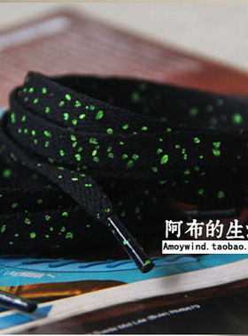 KD13适用金属头荧绿点纹黑色 AJ鞋带男女运动鞋跑步鞋鞋带