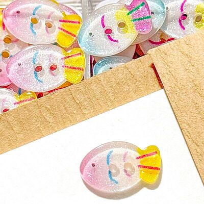渐变色可爱鲷鱼烧纽扣手工DIY清透少女心发夹洞洞鞋饰品配件扣子