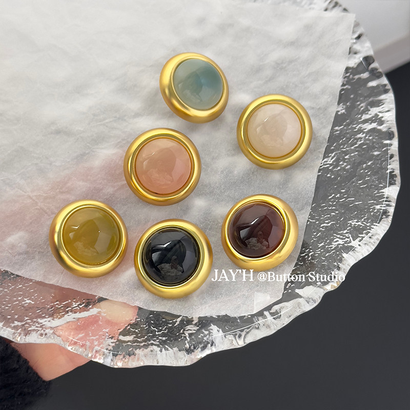 优雅金色仿玛瑙大衣皮草毛衣纽扣