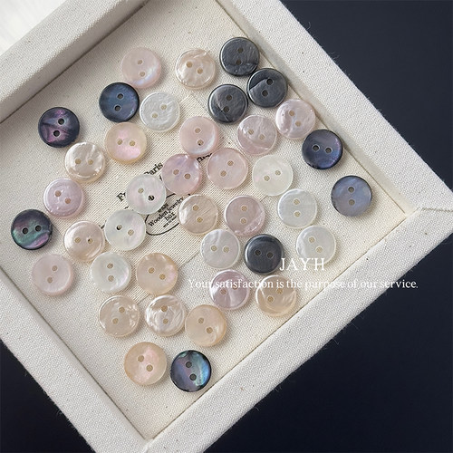 珠光两眼树脂雪纺衬衫开衫小扣子