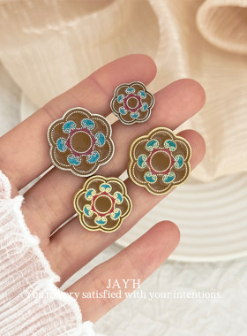 Jay'H 国潮新中式珐琅釉金属纽扣景泰蓝烧蓝祥云裙子上衣外套扣子