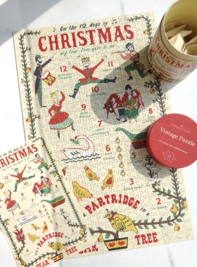 现货美国Cavallini Papers拼图500片圣诞限定圣诞倒数12天益智